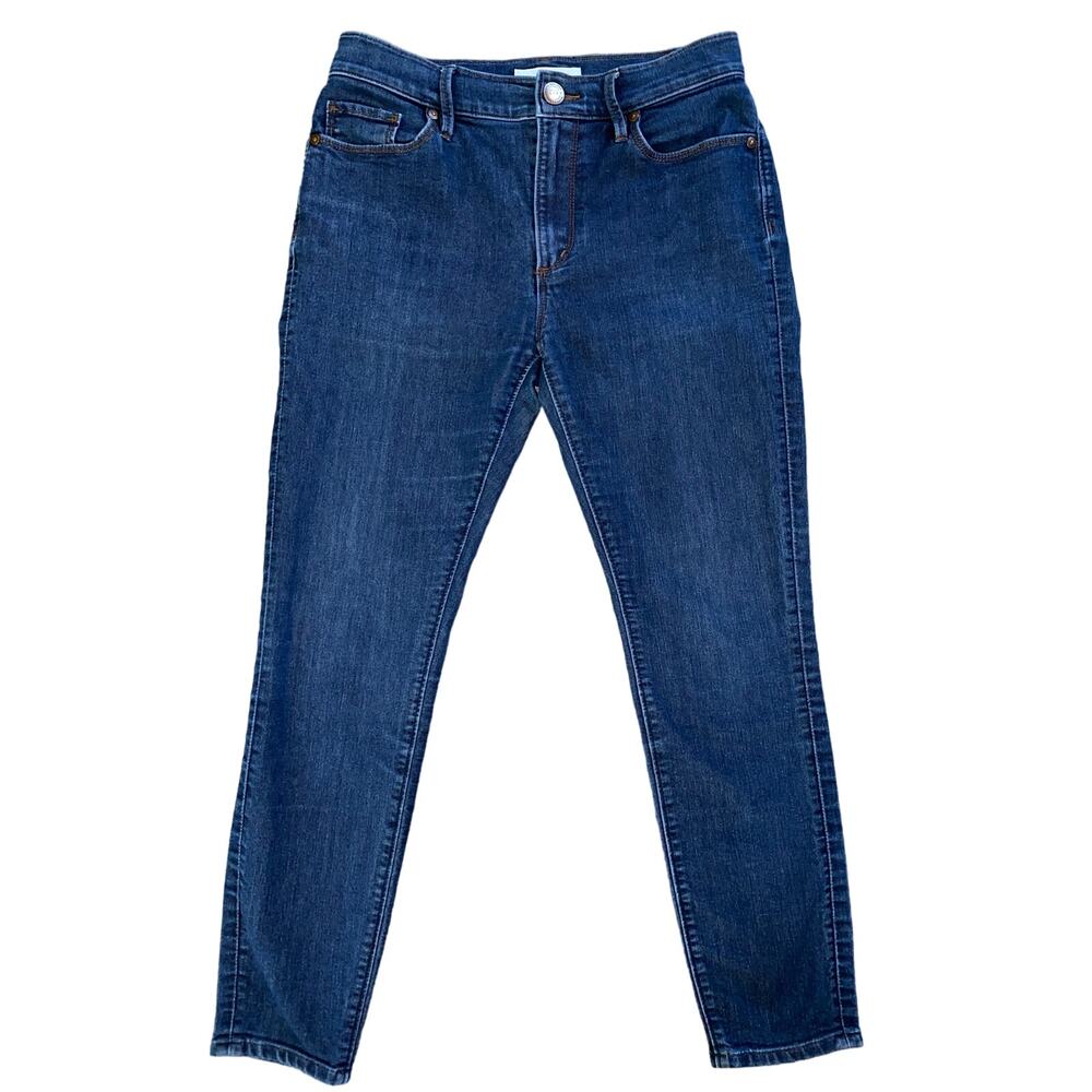 26 2 Ann Taylor Loft Straight Modern High Waist Skinny Ankle Blue Denim Jeans